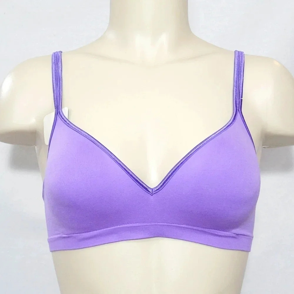 SMALL Hanes HC82 G262 Wire Free Soft‎ Cup Bra Purple NWT